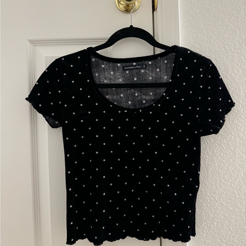Abercrombie Velvet Polka Dot Crop Top